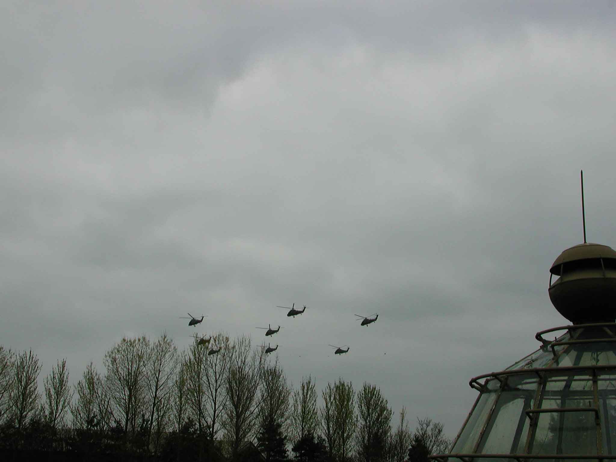 72 Squadron flying past North Weald airfield